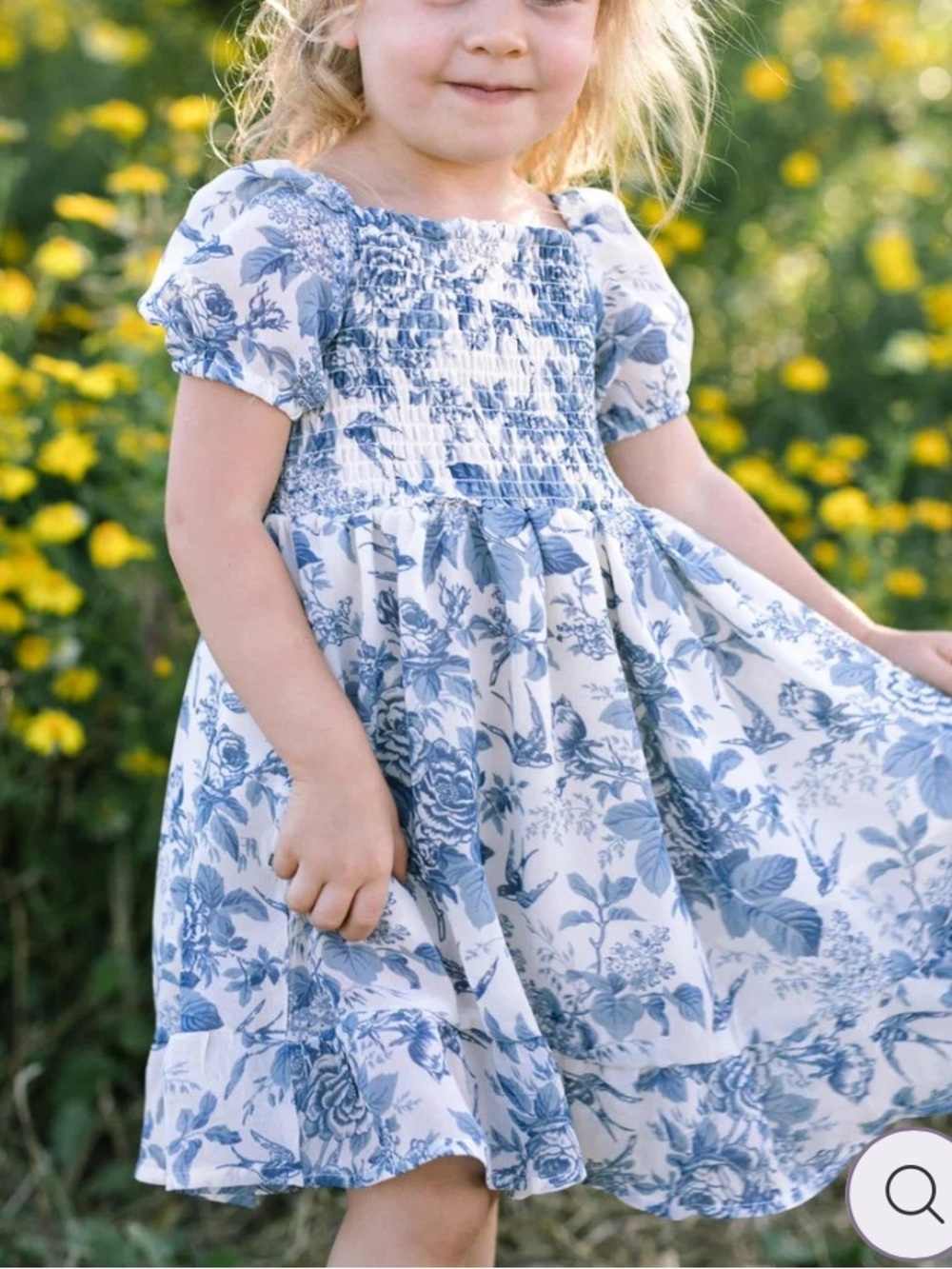 Morning Lavender Blue Floral Puff Sleeve Dress 2T